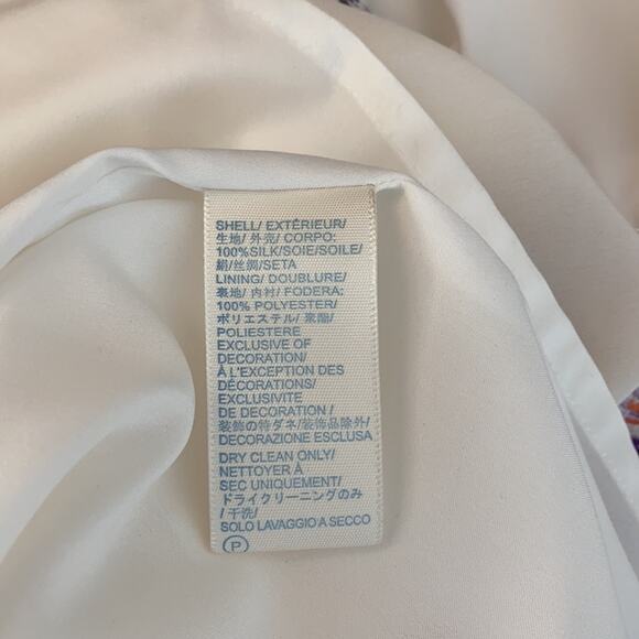 Rebecca Minkoff Size 6 Floral Embroidered Cream Silk Short Sleeve Shift Dress - Picture 14 of 16